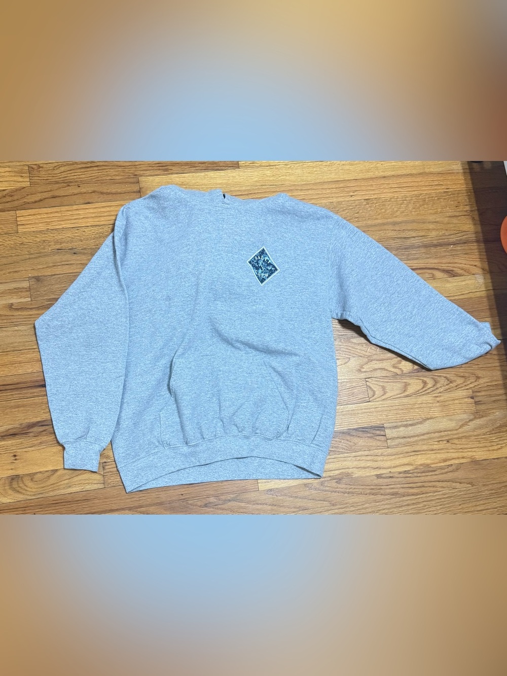 Light Gray Men's Crewneck Sweatshirt with Small Chest Patch